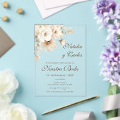 Elegant Floral Acrylic Wedding Invitation Acryl Uitnodigingen (Insitu (Huwelijk))