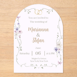 Elegant Floral Acrylic Wedding Invitation Editable Acryl Uitnodigingen