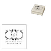 Elegant Floral adres en naamscript Rubberstempel (Gestempeld)