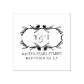 Elegant Floral adres en naamscript Rubberstempel (Afrduk)