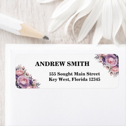 Elegant Floral Adres Label voor Persoonlijk Gebrui (Insitu)