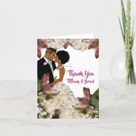 Elegant Floral African American Weddenschap Bedank Bedankkaart