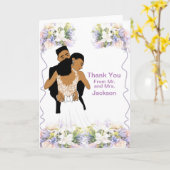 Elegant Floral African American Weddenschap Bedank Kaart (Gele Bloem)