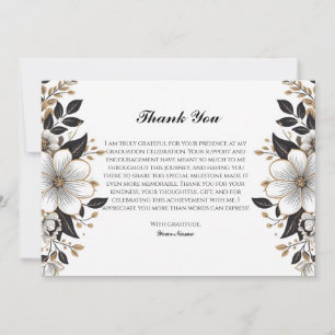 Elegant Floral Afstuderen Dank u kaart