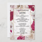Elegant Floral Afstuderen Dinner Menu Uitnodiging (Voorkant)