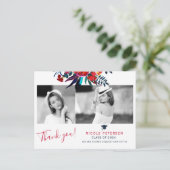 Elegant floral afstuderen foto afstuderen bedankt briefkaart (Staand voorkant)