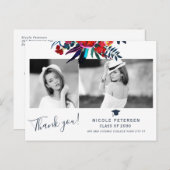 Elegant floral afstuderen foto afstuderen bedankt briefkaart (Voorkant / Achterkant)