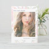 Elegant Floral Afstuderen foto dank u Bedankkaart (Staand voorkant)