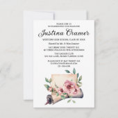 Elegant Floral Afstuderen Invitation Kaart (Voorkant)