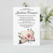 Elegant Floral Afstuderen Invitation Kaart (Staand voorkant)