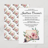 Elegant Floral Afstuderen Invitation Kaart (Voorkant / Achterkant)