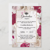 Elegant Floral Afstuderen Invitation Kaart (Voorkant)