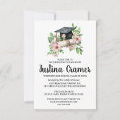 Elegant Floral Afstuderen Invitation Kaart (Voorkant)