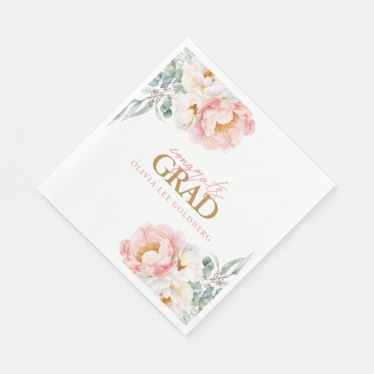 Elegant Floral Afstuderen Paper Napkins Servet (Hoek)