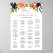 Elegant Floral Alfabetical Seat Chart Poster (Voorkant)