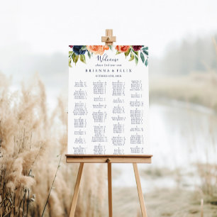 Elegant Floral Alfabetical Seat Chart Poster