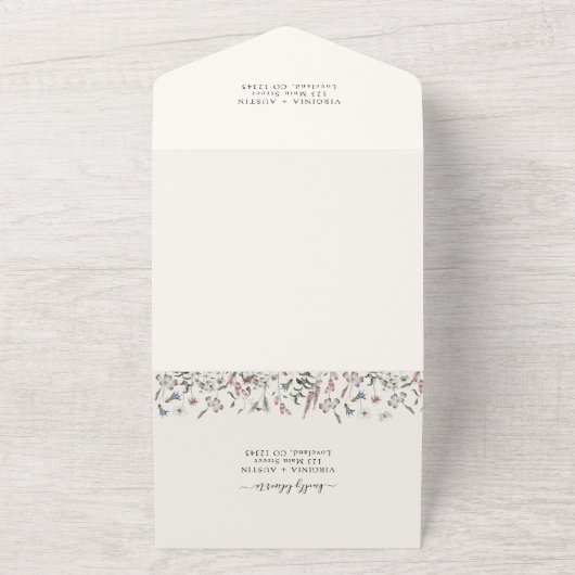 Elegant Floral All-in-One Wedding Invite All In One Uitnodiging (Buitenkant)