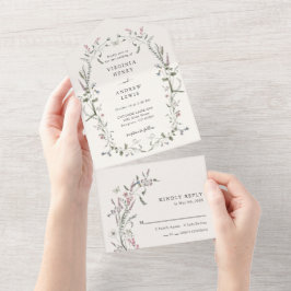 Elegant Floral All-in-One Wedding Invite All In One Uitnodiging