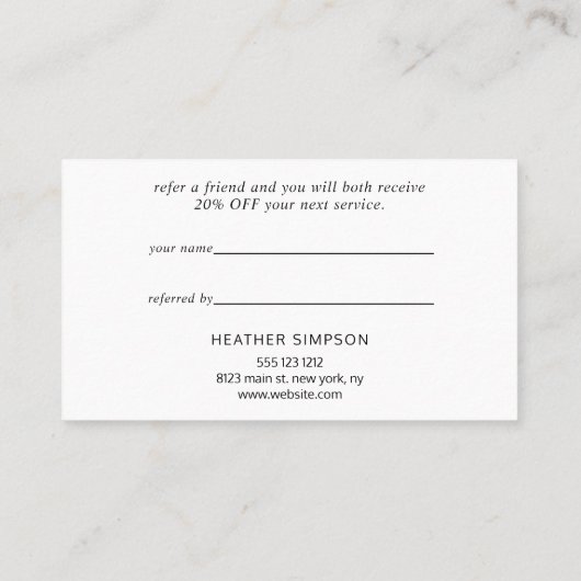 Elegant Floral Alphabet Aanbevelingskaartje (Achterkant)