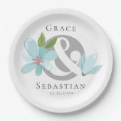 Elegant Floral Ampersand Wedding Papieren Bordje (Voorkant)