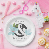 Elegant Floral Ampersand Wedding Papieren Bordje (Feest)