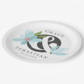 Elegant Floral Ampersand Wedding Papieren Bordje (Gekanteld)