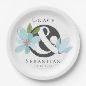 Elegant Floral Ampersand Wedding Papieren Bordje (Voorkant)