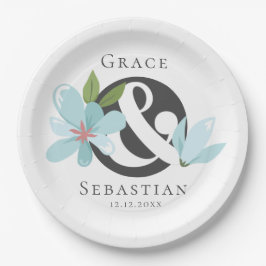 Elegant Floral Ampersand Wedding Papieren Bordje