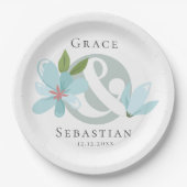 Elegant Floral Ampersand Wedding Papieren Bordje (Voorkant)