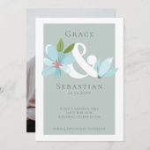 Elegant Floral Ampersand Wedding Save the Date (Voorkant / Achterkant)