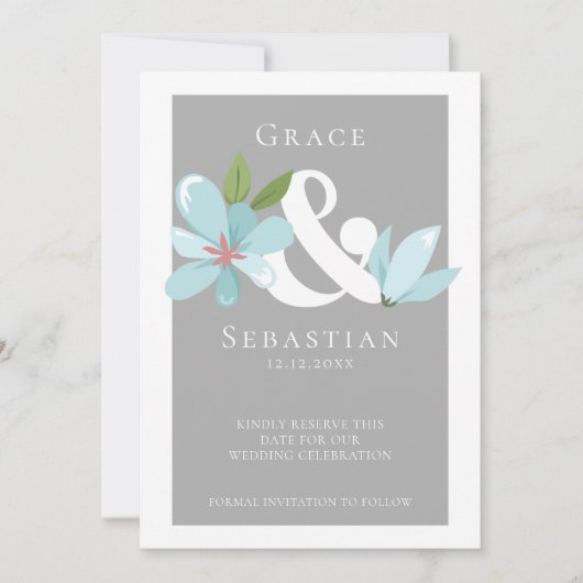 Elegant Floral Ampersand Wedding Save the Date (Voorkant)