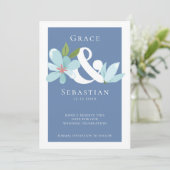 Elegant Floral Ampersand Wedding Save the Date (Staand voorkant)