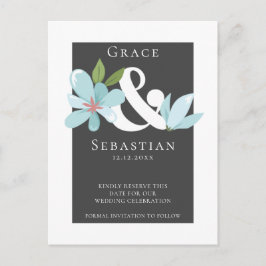 Elegant Floral Ampersand Wedding Save the Date Aankondigingskaart
