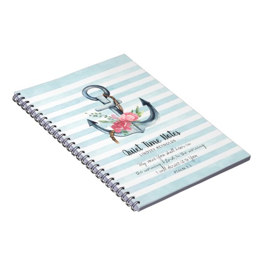 Elegant Floral Anchor Monogram Quiet Time Notitieboek (Rechterzijde)