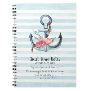 Elegant Floral Anchor Monogram Quiet Time Notitieboek