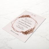 elegant floral and calligraphy roos gold folie uitnodiging (Gedraaid)