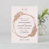 elegant floral and calligraphy roos gold folie uitnodiging (Staand Voorkant)