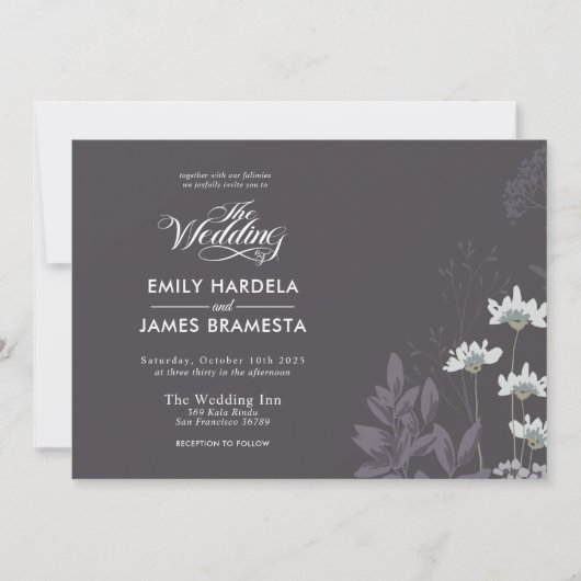 Elegant Floral and Dark Background Budget Weduwen Kaart (Voorkant)