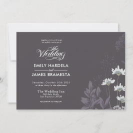 Elegant Floral and Dark Background Budget Weduwen Kaart