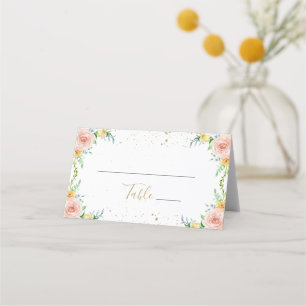 Elegant Floral and Gold Place Card Plaatskaartje