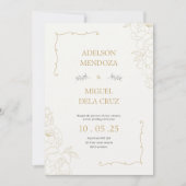Elegant Floral and Minimalist wedding invitation Kaart (Voorkant)
