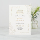 Elegant Floral and Minimalist wedding invitation Kaart (Staand voorkant)