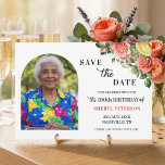 Elegant Floral and Photo 100th Birthday Party  Save The Date<br><div class="desc">Elegant,  colorful,  joyful design with watercolor roses and 1 special photo. Customize the details for a unique and chic Save the Date Card.</div>