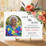 Elegant Floral and Photo 92nd Birthday Party  Save The Date<br><div class="desc">Elegant,  colorful,  joyful design with watercolor roses and 1 special photo. Customize the details for a unique and chic Save the Date Card.</div>