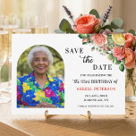 Elegant Floral and Photo 93rd Birthday Party  Save The Date<br><div class="desc">Elegant,  colorful,  joyful design with watercolor roses and 1 special photo. Customize the details for a unique and chic Save the Date Card.</div>