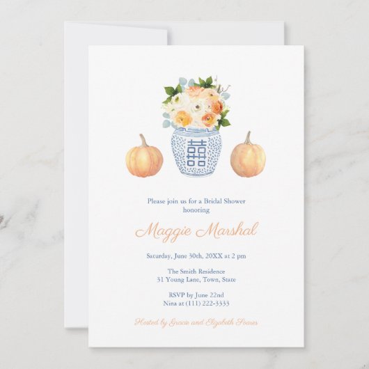 Elegant Floral and Pumpkins Autumn Vrijgezellenfee Kaart (Voorkant)