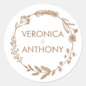 Elegant Floral and Simple Wedding Ronde Sticker (Voorkant)