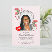 Elegant Floral ANY AGE Photo JANUARY Birthday  Kaart (Staand voorkant)