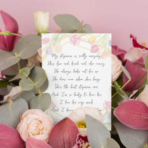 Elegant Floral Appreciation Poem voor Stepmoeder Briefkaart