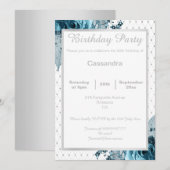 ELEGANT FLORAL AQUA BLUE SILVER NETTING BIRTHDAY KAART (Voorkant / Achterkant)